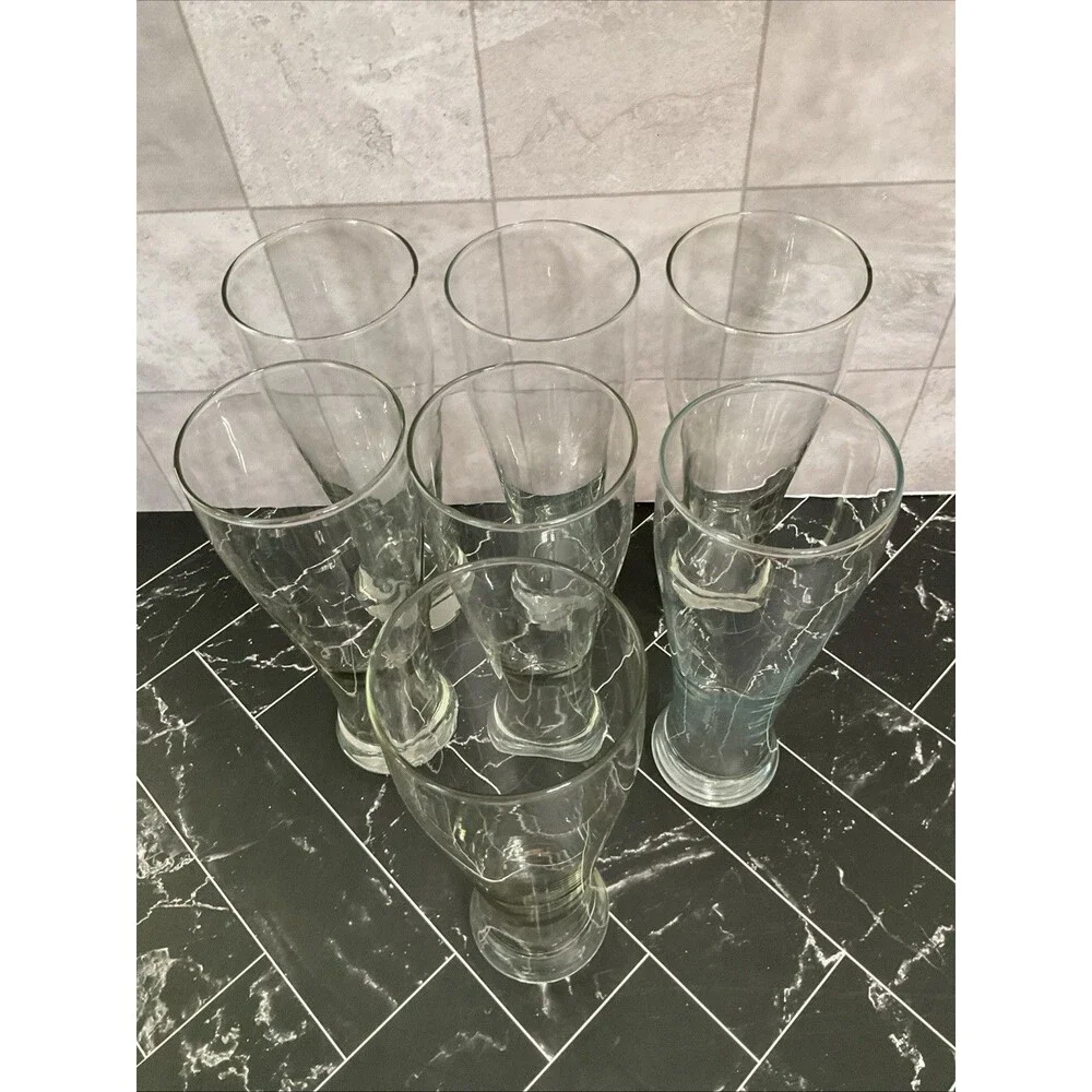 Pilsner 9.25” X 3.25” Mouth Glasses, Set of 7 Great Shape